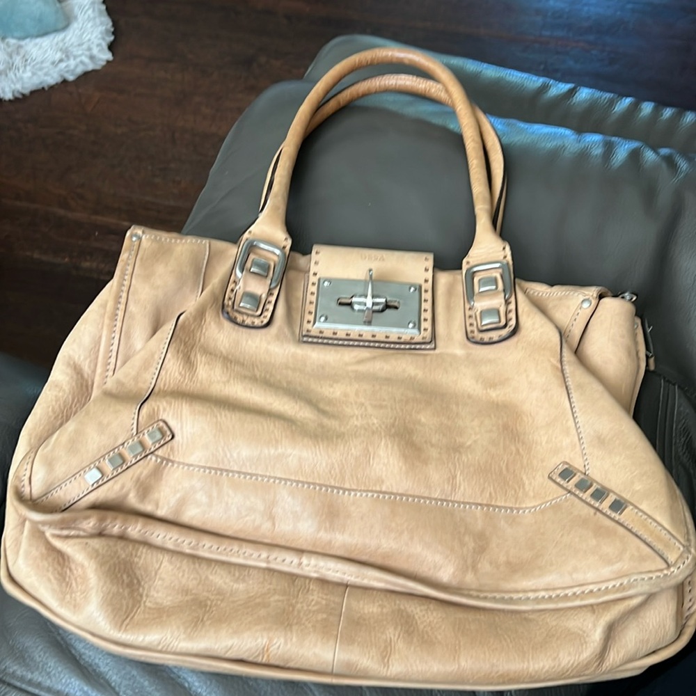 DESA soft Natural leather tan handbag Y2K vintage beautiful patina/ coin purse